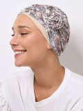 Turban Wagram NJ Création mit tropischen Mustern, mit modulierbarer Blume (seitlich oder vorne), bequem aus Viskose/Elasthan