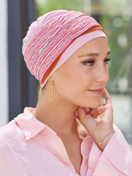Chemo-Turban Madeleine NJ Création mit abnehmbarem Stirnband, bequem, natürliche und dezente Wirkung, in mehreren Farben erhältl