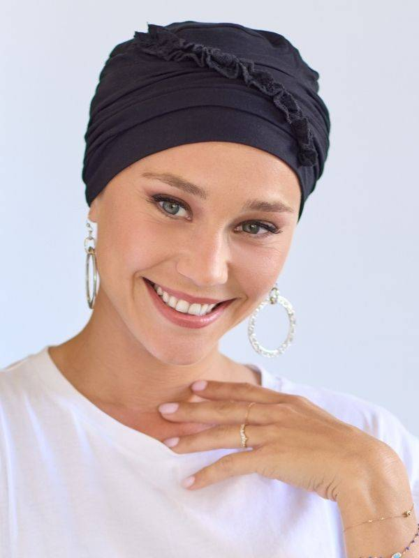 Turban Odéon NJ Création: elegante Mütze mit gerafften Falten für mehr Volumen, weich und bequem im Alltag