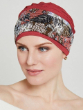 Turban Rina — unifarbene Haube und bedrucktes Stirnband, 95% Bambus, eleganter und bequemer Stil