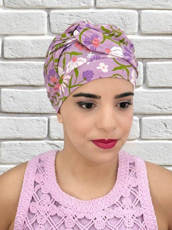 Turban Adele Imprimé MMParis aus Bambusfaser, leicht, weich und atmungsaktiv, für zu Hause oder unterwegs