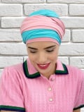 Turban Leslie MMParis zweifarbig, Bambusfaser: leicht, weich, leicht zu binden, Volumeneffekt und natürlicher Look.