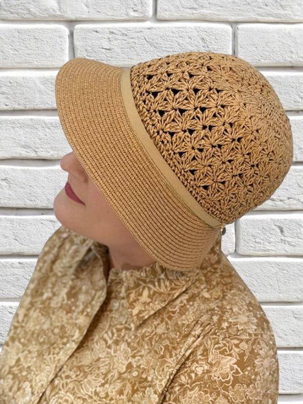 Hut Romane MM Paris 100% Papier, leicht und bequem, mit Turban getragen für Sonnenschutz und Halt.