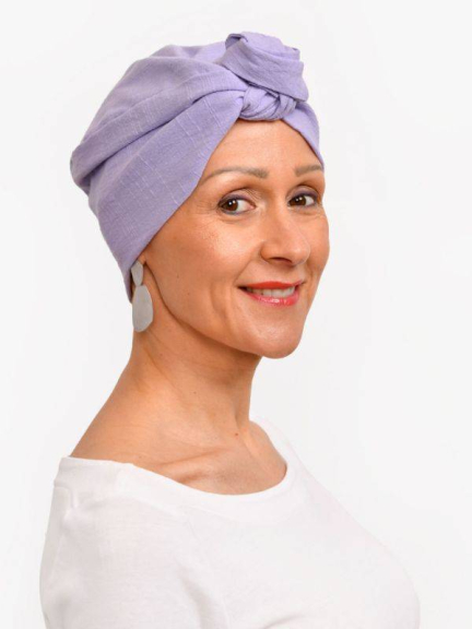 Chemo-Kopftuch Audrey, vorgeformt und wendbar, Baumwolle/Viskose, sommerliche Farben