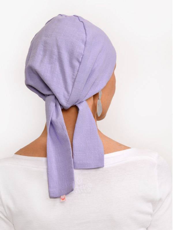 Chemo-Turban Audrey Rosette La Vedette, wendbares Tuch aus Baumwolle-Viskose, bequem und atmungsaktiv, einfach im Nacken zu bind