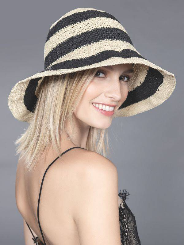 Hut San Remo Ellen Wille in Schwarz und Sand, breite Krempe, eleganter Sonnenschutz