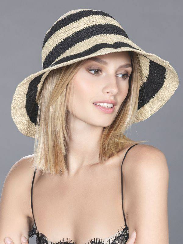 Hut San Remo Ellen Wille in Schwarz und Sand, breite Krempe, eleganter Sonnenschutz