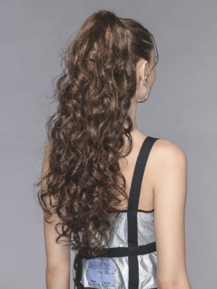 Ponytail Sangria gewelltes Haarteil 35-60 cm mit Klammer dunkle Wurzeln Balayage