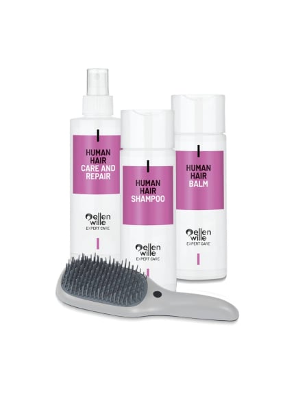 Pflegeset Natürliches Haar Ellen Wille Shampoo Balsam Caren Repair und Bürste