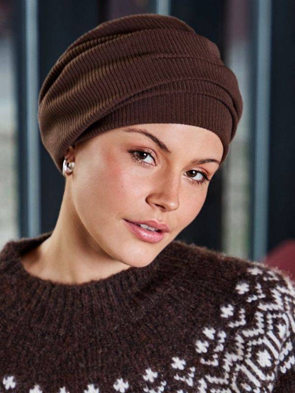 Chemo-Mütze Viva Christine Headwear aus Baumwolle, weiche Bambus-Viskose-Innenfütterung, abnehmbares Stirnband in Drapé-Optik fü