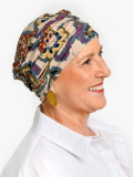 Chemo-Mütze Marlene Printed Rosette La Vedette aus Viskose, nahtlos, Volumeneffekt, sanft für empfindliche Kopfhaut
