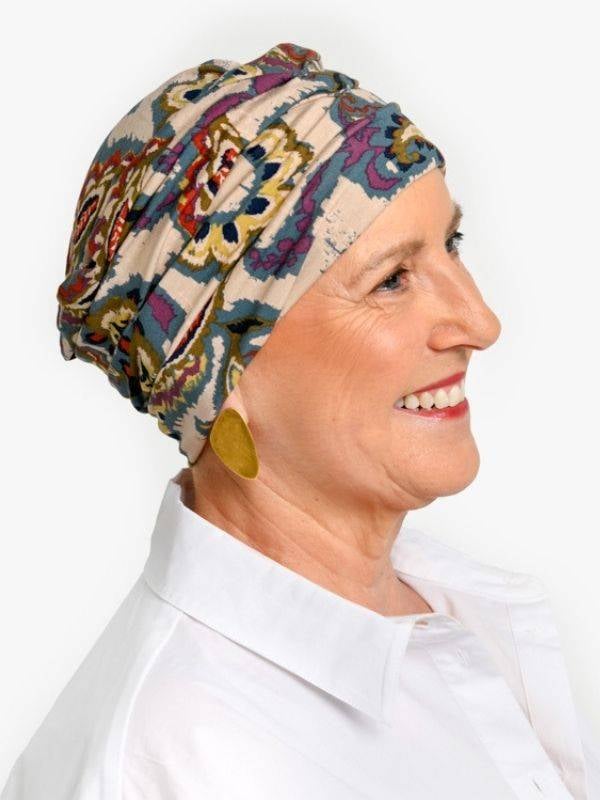 Marlene Printed  Chemo-Haube aus Viskose ohne Nhte | Rosette La Vedette