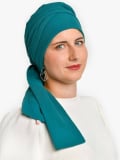 Chemo-Turban Hannah Rosette La Vedette aus luftiger Baumwollgaze, vorgeformte Basis, komfortabel und leicht zu binden