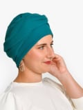 Chemo-Turban Hannah Rosette La Vedette aus luftiger Baumwollgaze, vorgeformte Basis, komfortabel und leicht zu binden