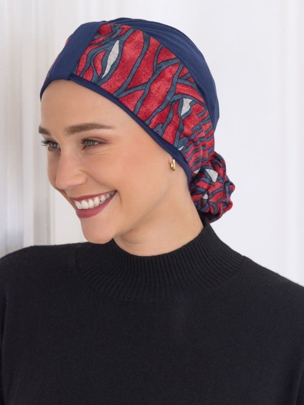 Turban Mirabeau NJ Création aus Viskose, Elasthan und Baumwolle, bequem und dezent zur Kaschierung von Alopezie.