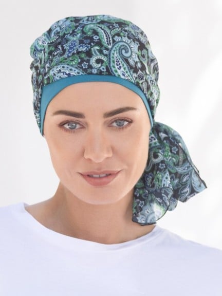 Turban Lilas NJ Création: Mütze aus Baumwolle/Elasthan mit seitlichem Panel für ein elegantes, bequemes und dezentes Volumen