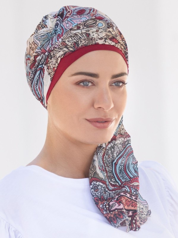 Turban Lilas NJ Création: Mütze aus Baumwolle/Elasthan mit seitlichem Panel für ein elegantes, bequemes und dezentes Volumen