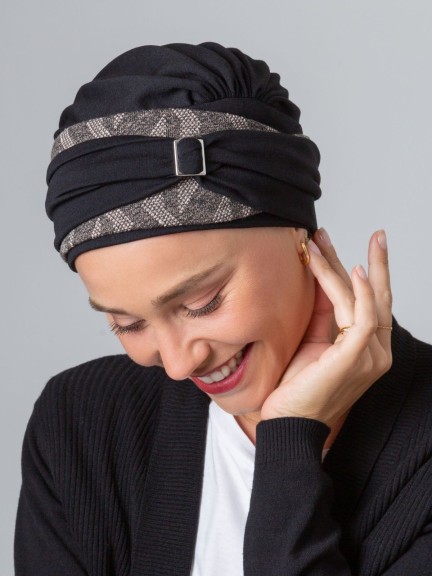 Turban Champs Élysées – elegante Haube mit Metallschleife, verschiedene Muster