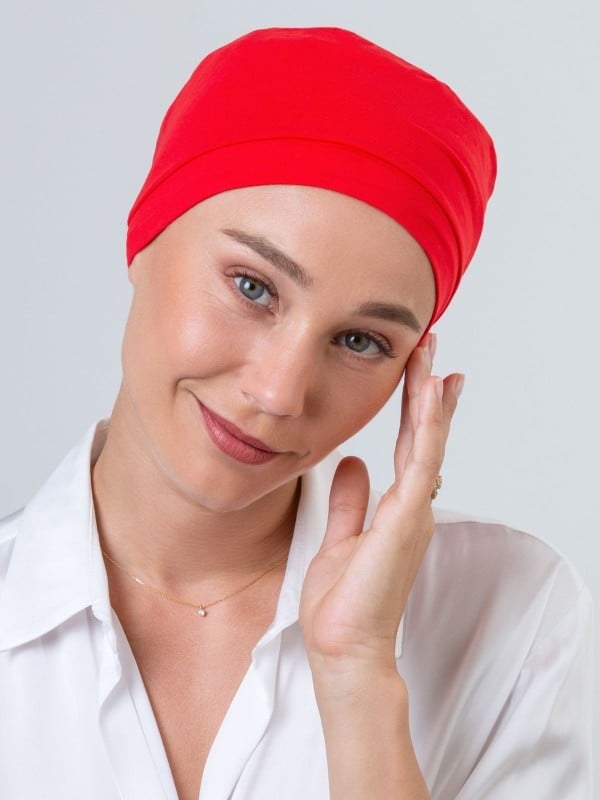 Chemo-Turban Douceur NJ Création: leichte Mütze aus Baumwolle und Elasthan, bequem und dehnbar, für alle Jahreszeiten geeignet