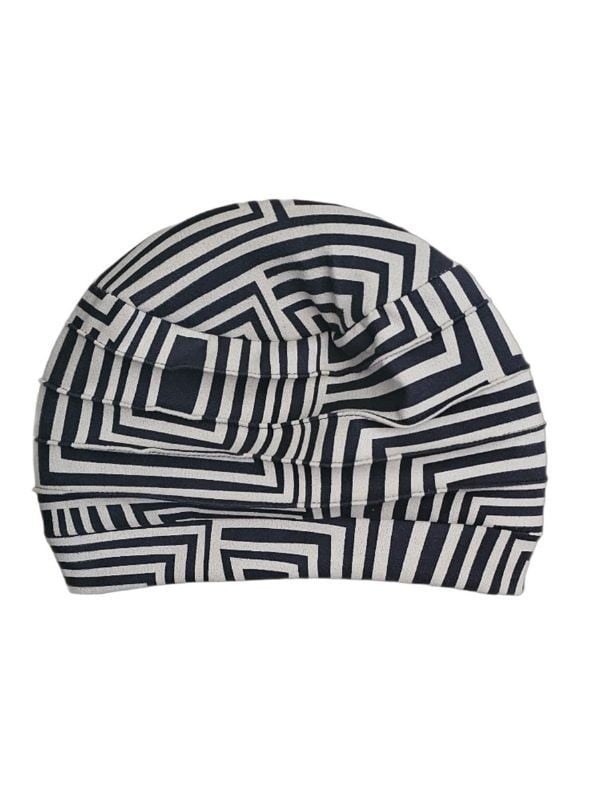 Chemo-Turban Medea Gisela Mayer, geometrische Muster, Bambus-Innenfutter