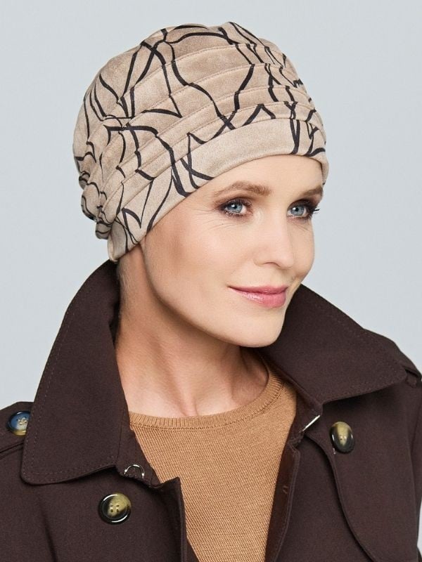 Chemo-Turban Medea Gisela Mayer, geometrische Muster, Bambus-Innenfutter