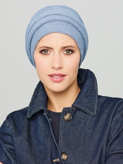 Turban Mina Knitt plissiert aus Bambus und Spandex, Naturfarbe