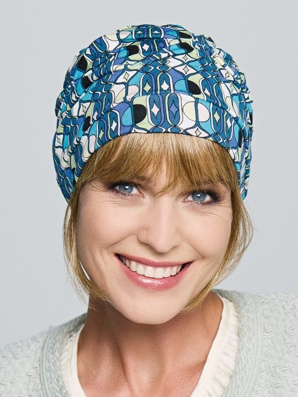 Turban Bahama Printed aus Bambusfaser: bequem, atmungsaktiv und dezent, ideal nach Chemotherapie, Alopezie oder kreisrundem Haar