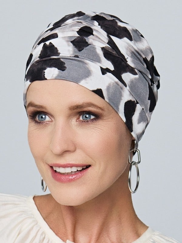 Turban Bahama Printed aus Bambusfaser: bequem, atmungsaktiv und dezent, ideal nach Chemotherapie, Alopezie oder kreisrundem Haar