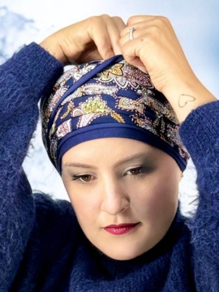 Nadia Turban-Stirnband MMParis plissierte Haube in zwei sommerlichen Farben, einfach zu binden