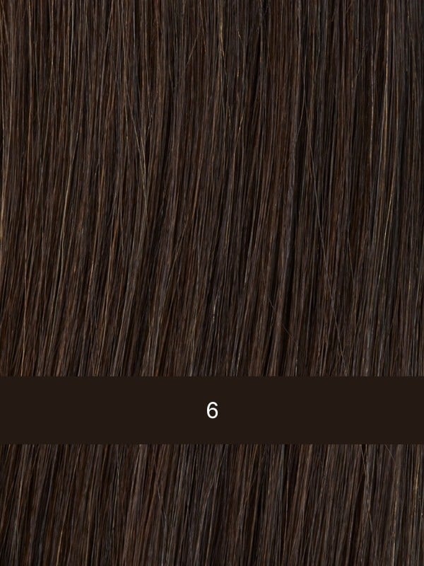 Perücke Euro Mix Star Farbe 6 Dark Brown - kurzer strukturierter Schnitt, Filmtüll, 100% Remy Hair