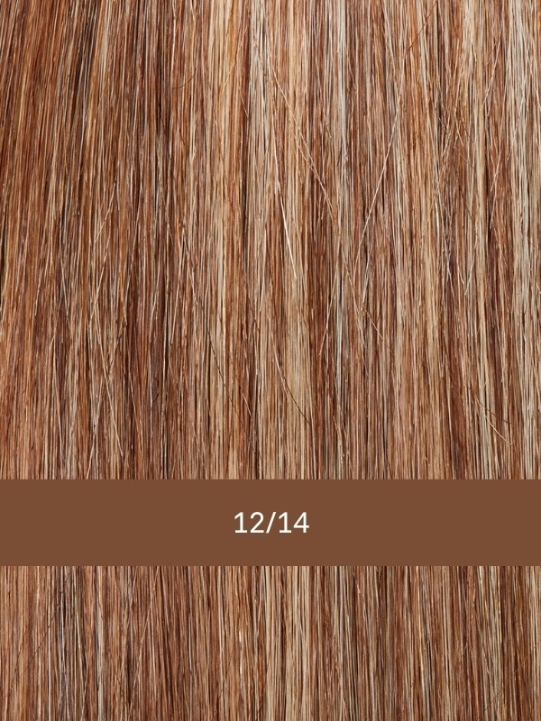 Perücke Euro Mix Star Farbe 12/14 Bernstein Rooted - kurzer strukturierter Schnitt, Filmtüll, 100% Remy Hair