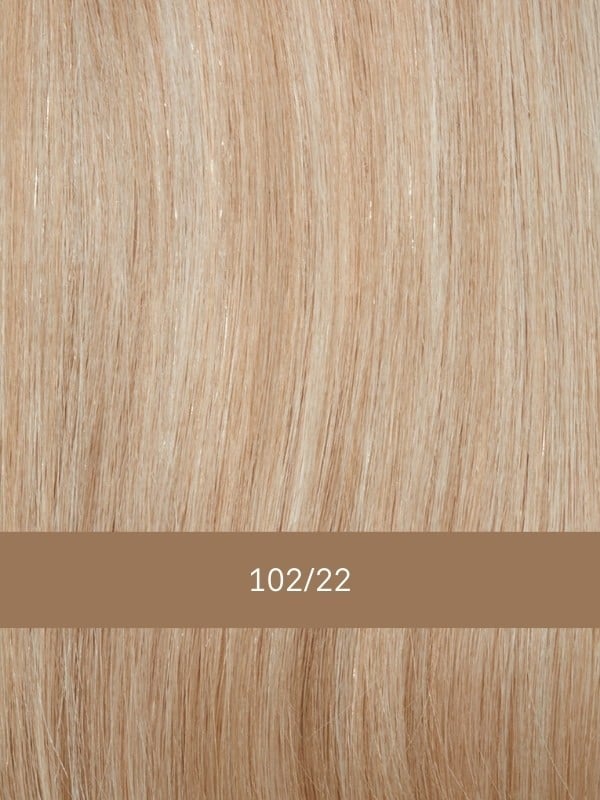 Perücke Page Long aus Remy Hair Echthaar, tiefer Mittel-Lob mit Strähne, natürliches und komfortables Ergebnis.