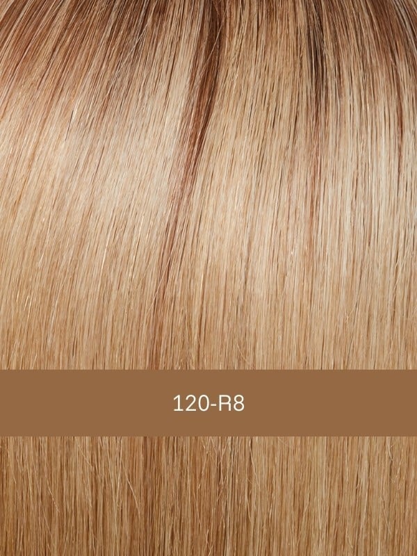 Perücke Page Long aus Remy Hair Echthaar, tiefer Mittel-Lob mit Strähne, natürliches und komfortables Ergebnis.