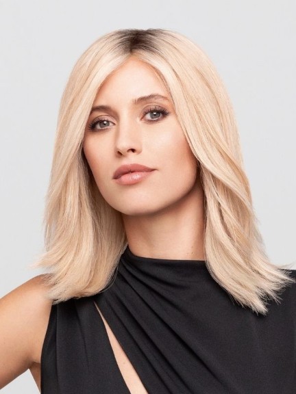 Veredeln Sie Ihren Stil mit Luxery Lace K: halblange Perücke aus Echthaar im Long Bob-Schnitt