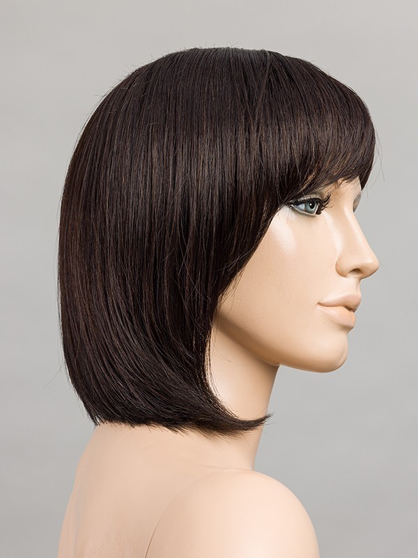 Perücke Change: mittellanger, gestufter Bob mit geradem Pony, Kunstfaser, natürlicher Catwalk-Look und leicht zu stylen.
