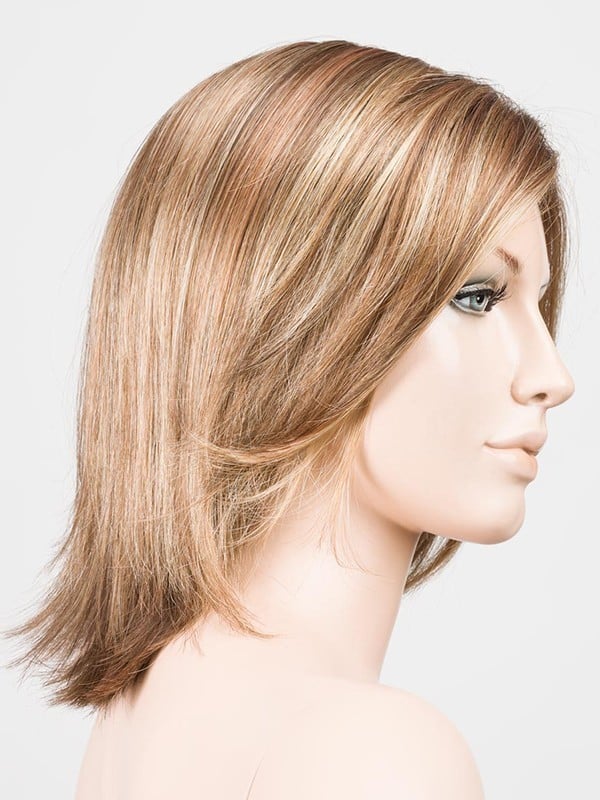 Perücke United Mono Part mittellanges Haar: softer gestufter Bob, seitlicher Pony, unsichtbarer Rand und natürlicher Mono-Mittel