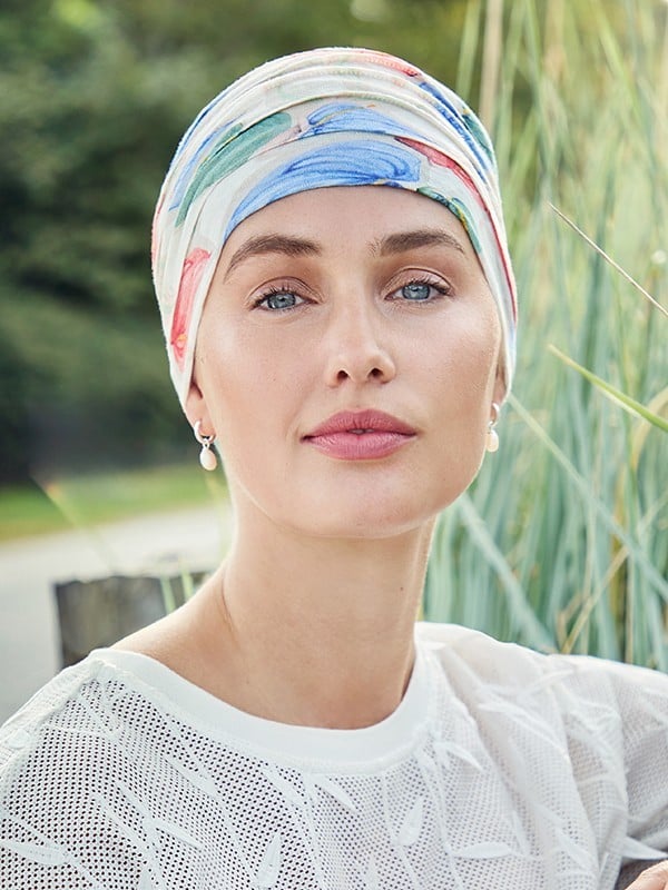 Turbanmütze Zen Lin Christine Headwear aus natürlichem Leinen, leicht und atmungsaktiv, ideal bei Alopezie oder Behandlungen.
