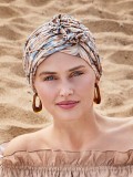 Bonnet Lotus Lin Christine Headwear: Turban aus leichtem, atmungsaktivem Naturleinen mit Lotusblüte, ideal bei Alopezie und Beha
