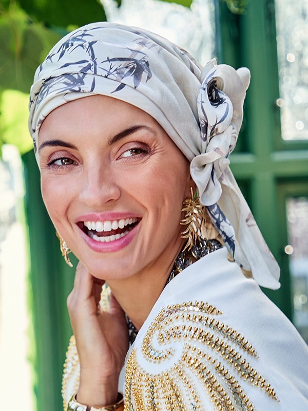 Bonnet-Turban Boho Twin Set Christine Headwear mit abnehmbarem Knotenband, bequem und weich bei Alopezie oder Chemotherapie