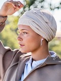 Chemo-Mütze Viva Christine Headwear aus Baumwolle, weiche Bambus-Viskose-Innenfütterung, abnehmbares Stirnband mit Drapier-Effek