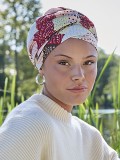 Chemo-Mütze Viva Christine Headwear aus Baumwolle, weiche Bambus-Viskose-Innenfütterung, abnehmbares Stirnband mit Drapier-Effek