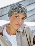 Chemo-Mütze Viva Christine Headwear aus Baumwolle, weiche Bambus-Viskose-Innenfütterung, abnehmbares Stirnband mit Drapier-Effek