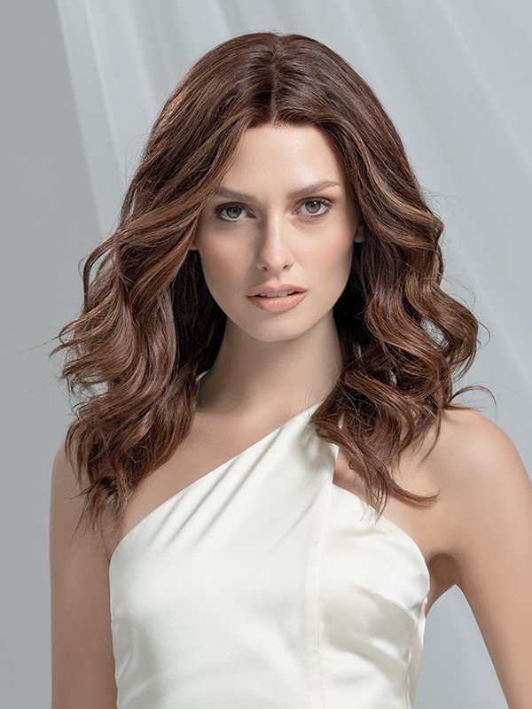 Perücke Zora Mono Ellen Wille: Remy Hair Echthaar, Monofila­ment-Basis, verstellbarer Scheitel, Länge 30 bis 48 cm.
