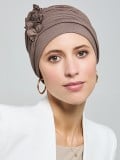 Turban Loreen Gisela Mayer aus Bambus/Viskose, florales Detail an der Seite – weiche Mütze für Chemotherapie und Alopezie
