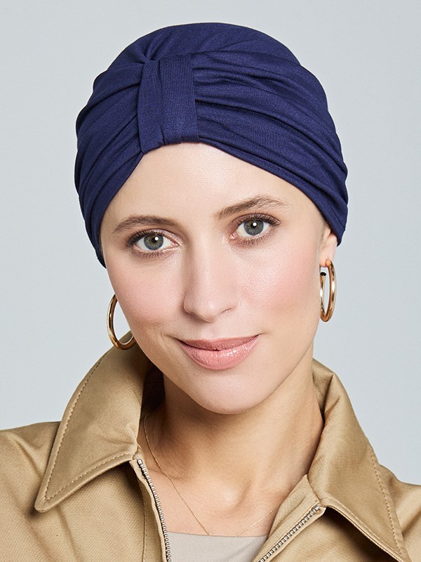 Geplisserter Chemoturban Aktion Gisela Mayer aus weichem Bambus – natürliches Volumen, Komfort für Tag & Nacht
