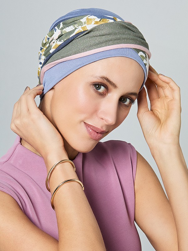Turban Set Nele Gisela Mayer aus Bambus, 2-in-1 mit integriertem Stirnband, weich und atmungsaktiv für empfindliche Kopfhaut