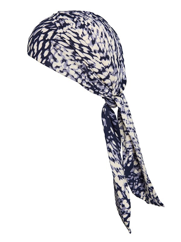 Turban Madrid Printed Gisela Mayer, Chemo-Turban-Tuch aus weicher Viskose mit Aufdruck, bequem und leicht zu knoten.
