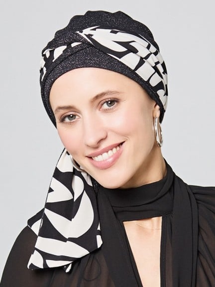 Turban Set Mirage Gisela Mayer Bambushaube mit Knotenstreifen