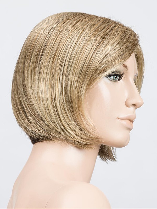 Perücke Amy Small Deluxe in kleiner Größe: Kinnlanger Bob, Seitenfransen, natürlicher Rooted/Mix-Effekt, Premium-Komfort (48–54 