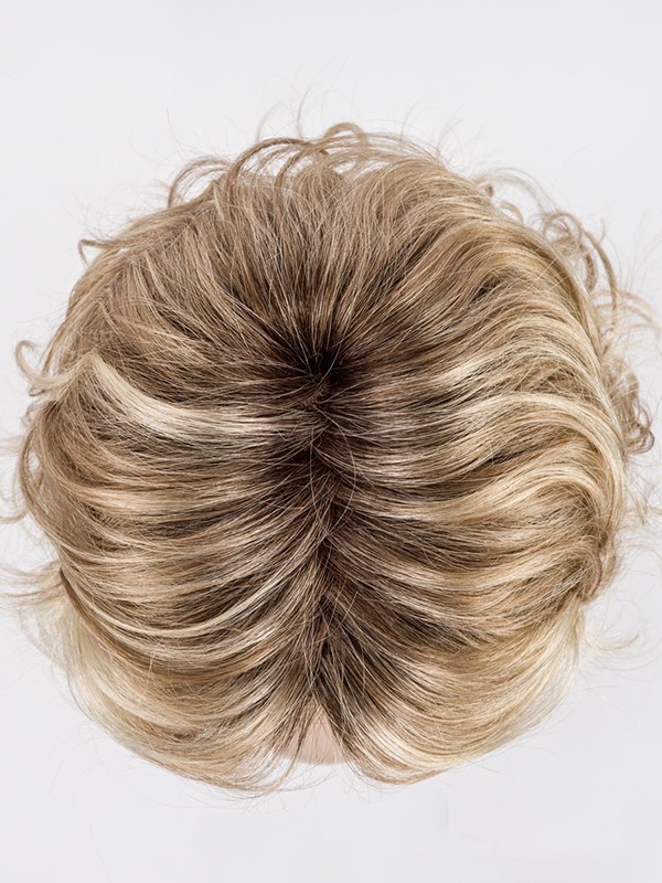 Perücke Beach Mono halblanges welliges Haar, Beach-Curls-Locken, Rooted-Effekt und gesträhntes Haar